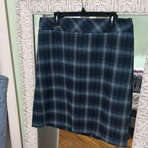 Talbots Plaid A-Line Women's Skirt in Teal and Navy | Women’s Size 16